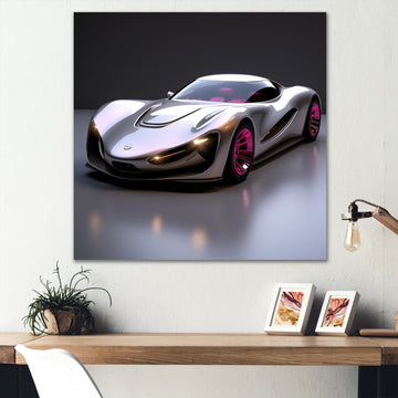 Pink and chrome Italian hyper car I - Car Exotic Canvas Wall Art